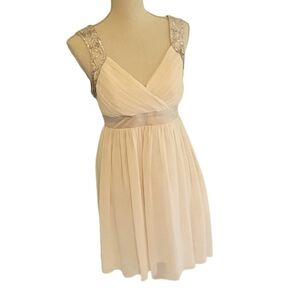 (E) lipsy London beige and silver dress size 8